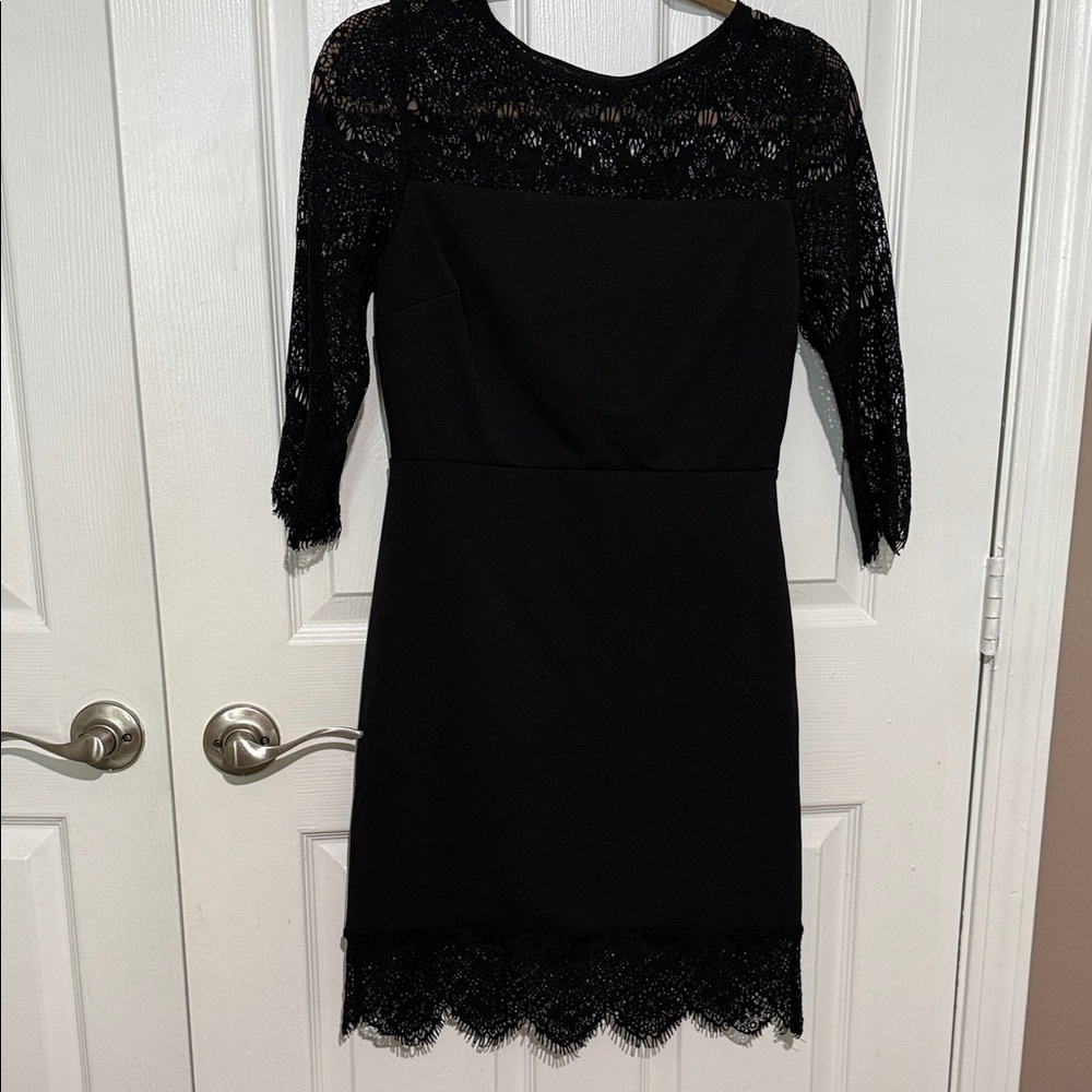 Express Black Lace Long Sleeve Dress